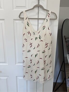Abercrombie & Fitch Cream V-Neck Camisole with Red & Green Pepper Motif